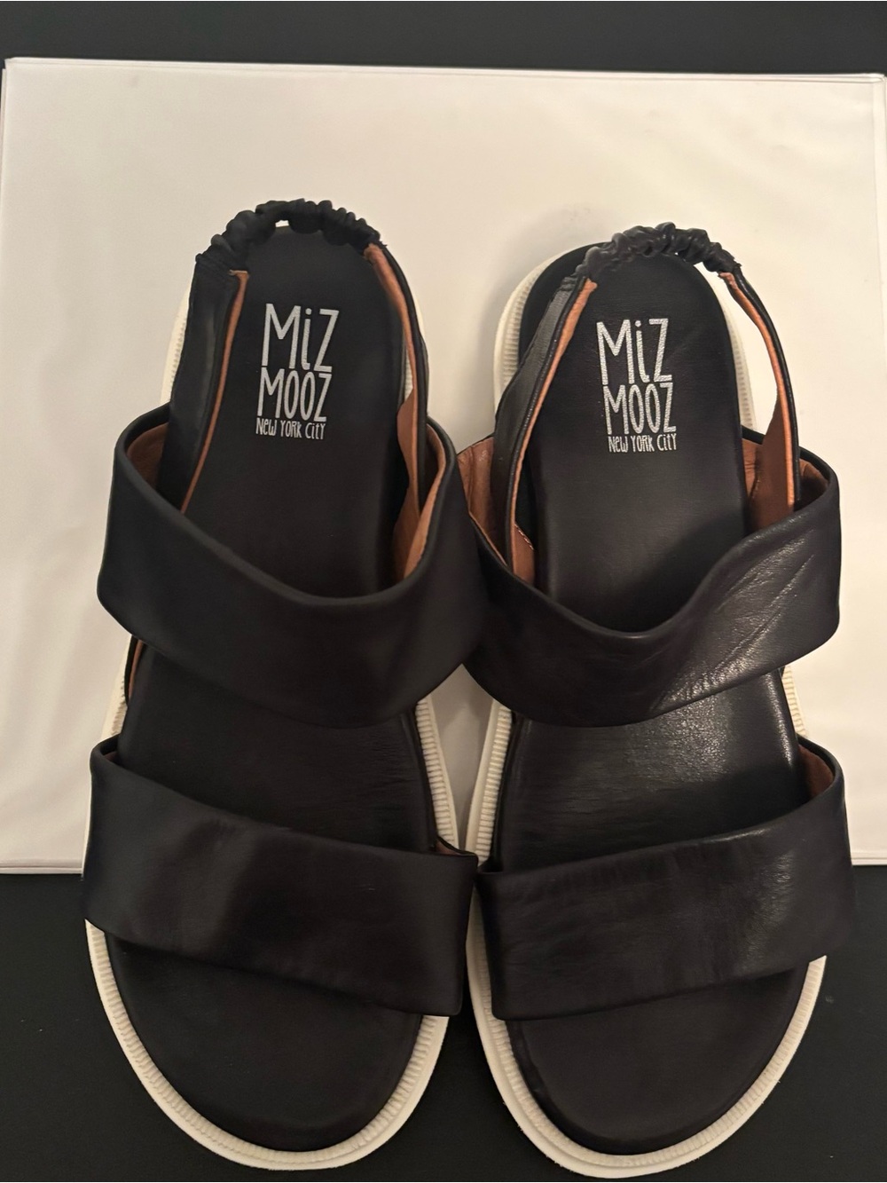 Miz Mooz Paislee black leather backstrap platform sandals -Style Paislee